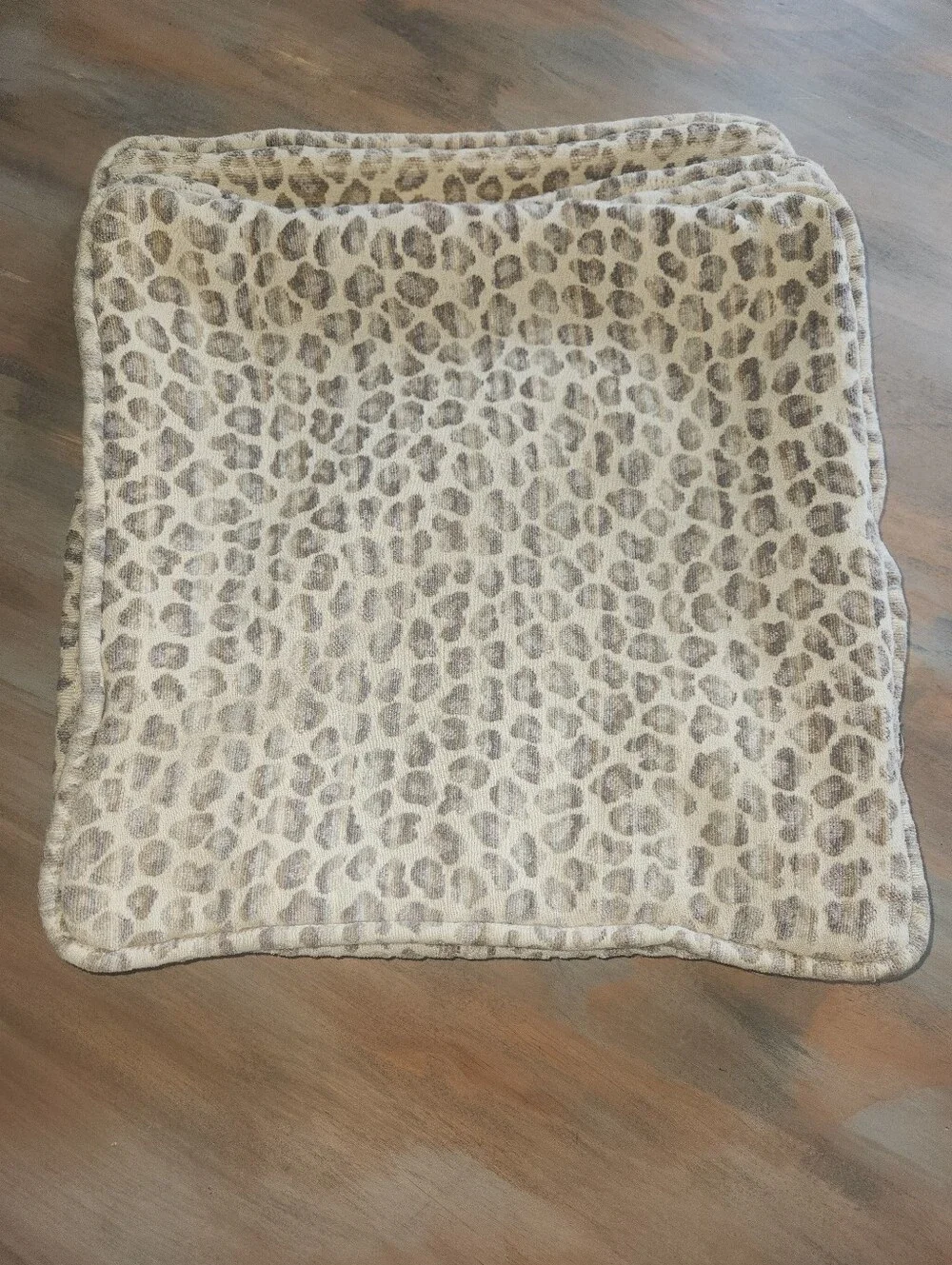 Leopard Print Square Throw Pillow Cover - Beige and Taupe Sey Of 3